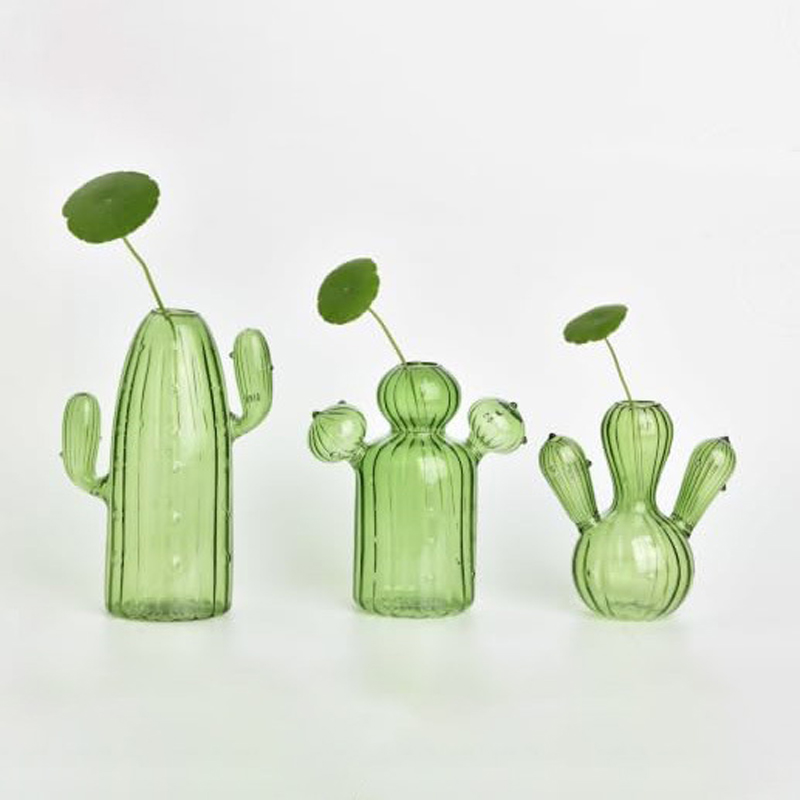 Cactus Mix Pot - Colourful Glass Vase, Desktop Decorative Item,