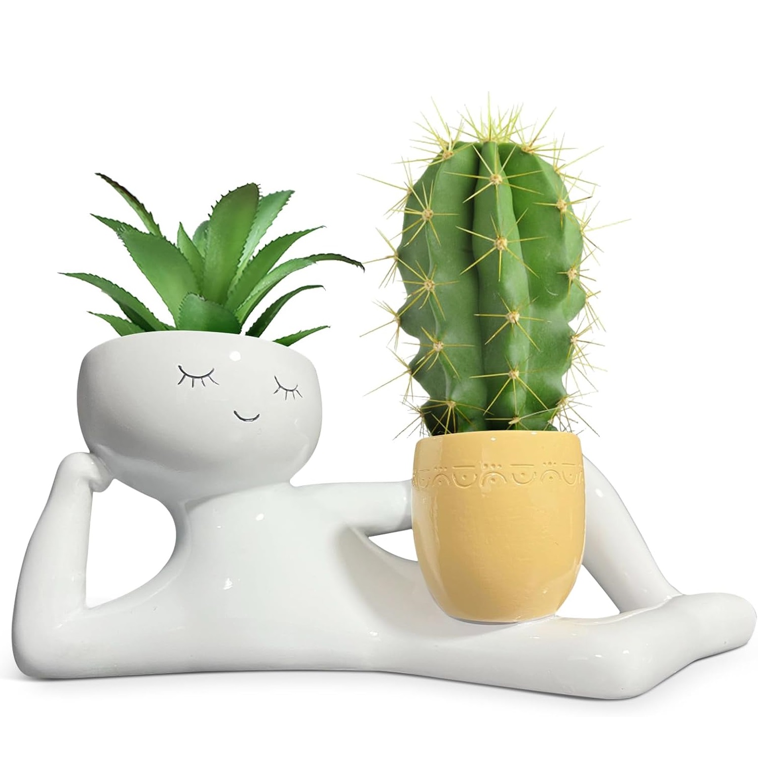 Lazy Little Guy Planter Unique - Cactus Mix Pot review and price