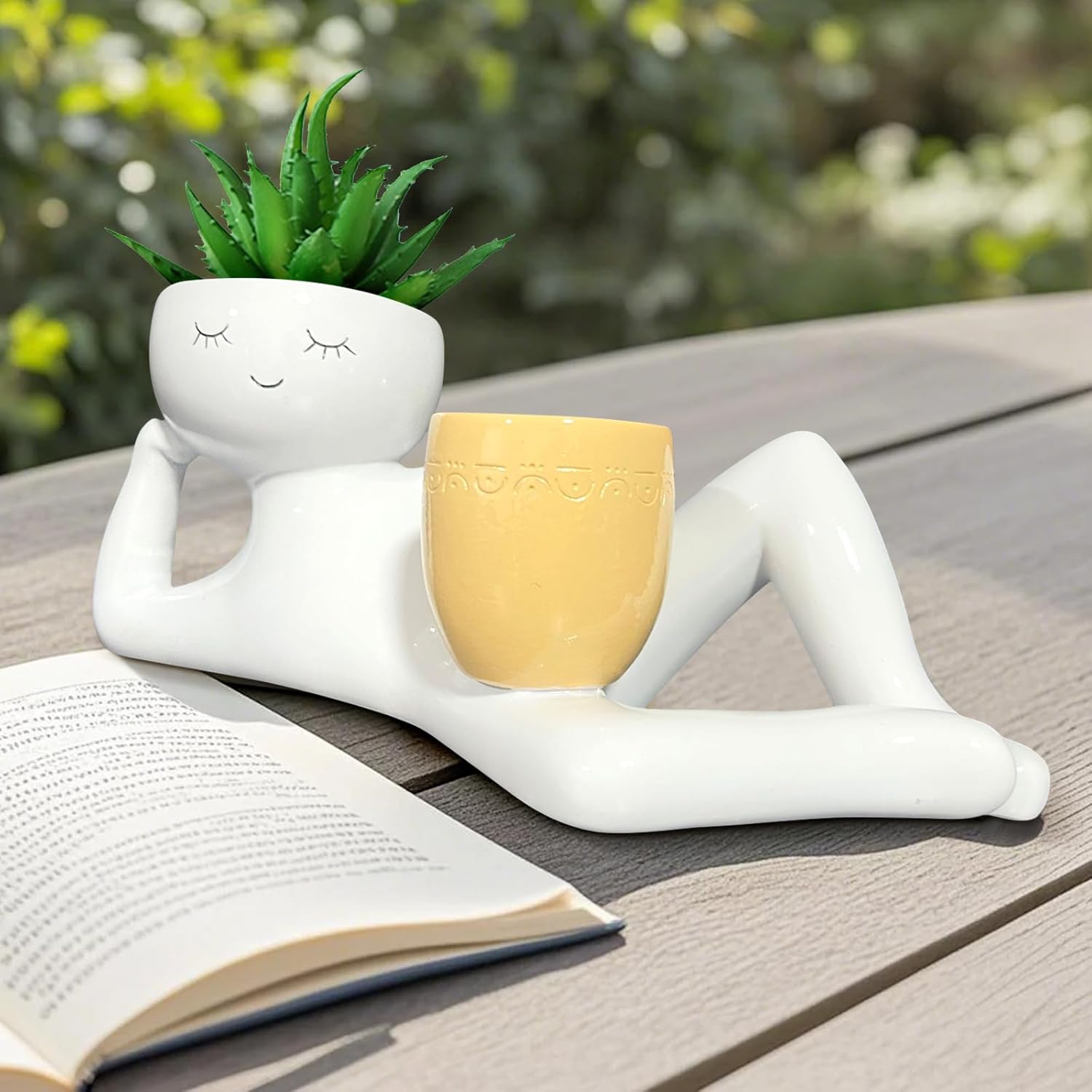 Lazy Little Guy Planter Unique - Cactus Mix Pot review and price