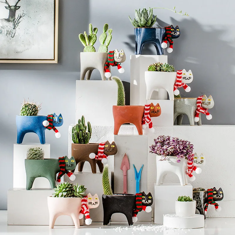 Cat Flower Pot Creative Cute C - Cactus Mix Pot review and price